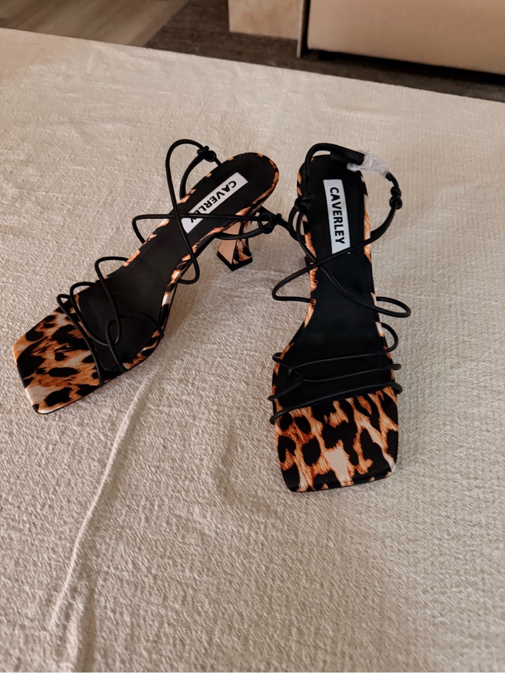 Caverley Leopard Print Strappy Heeled Sandals - Black & Brown